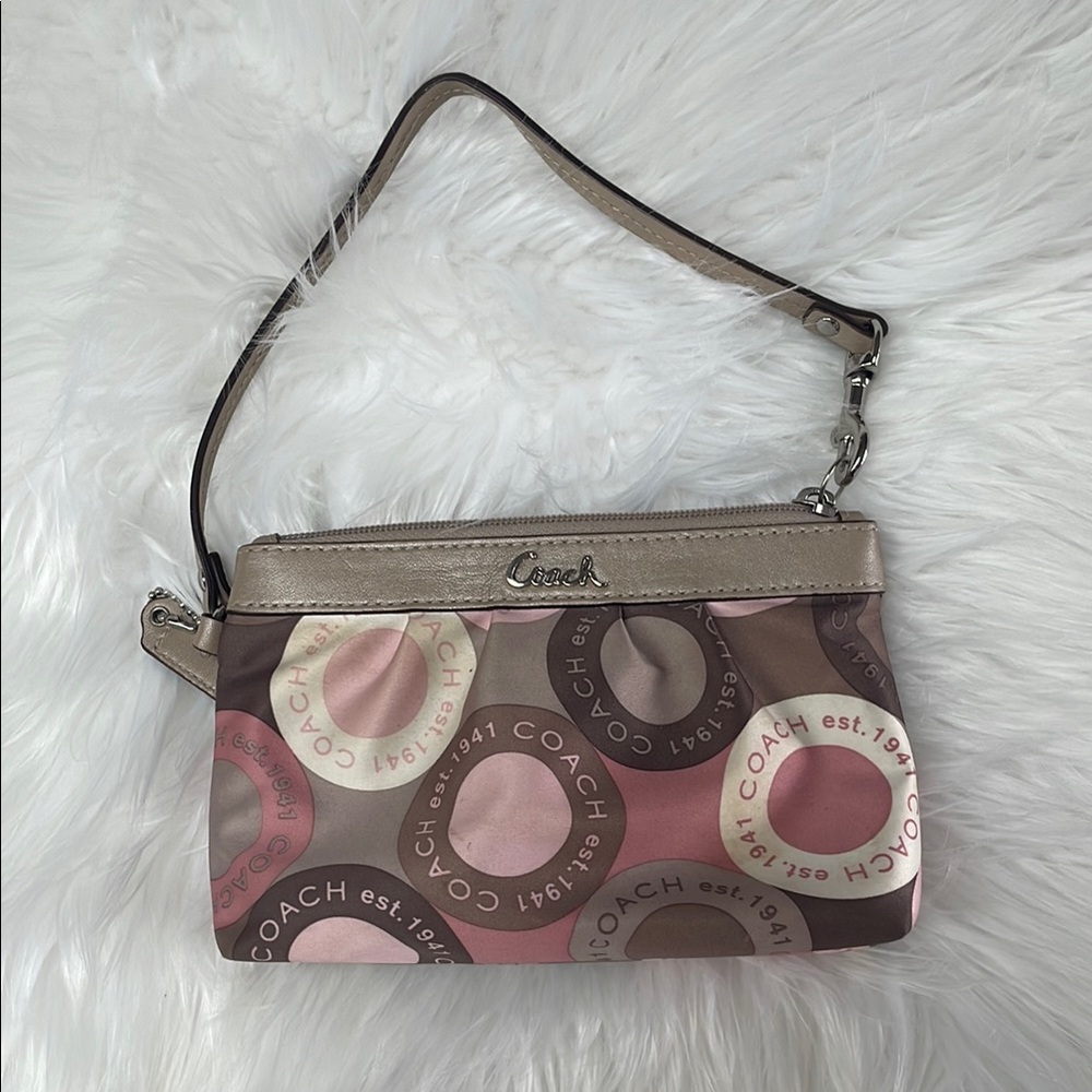 Coach Pink and Brown Wristlet